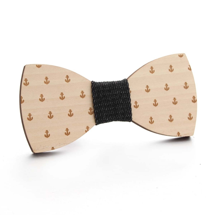 Wooden Bow Tie Men Bow Clothing Decoration, Color: Small Anchor Black