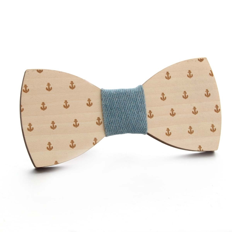 Wooden Bow Tie Men Bow Clothing Decoration, Color: Small Anchor Blue