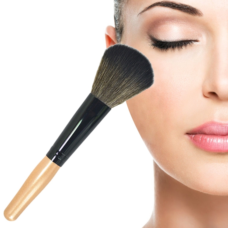 Wooden Handle Soft Head Buffer Foundation Powder Blush Brush Makeup Tools(Gold)