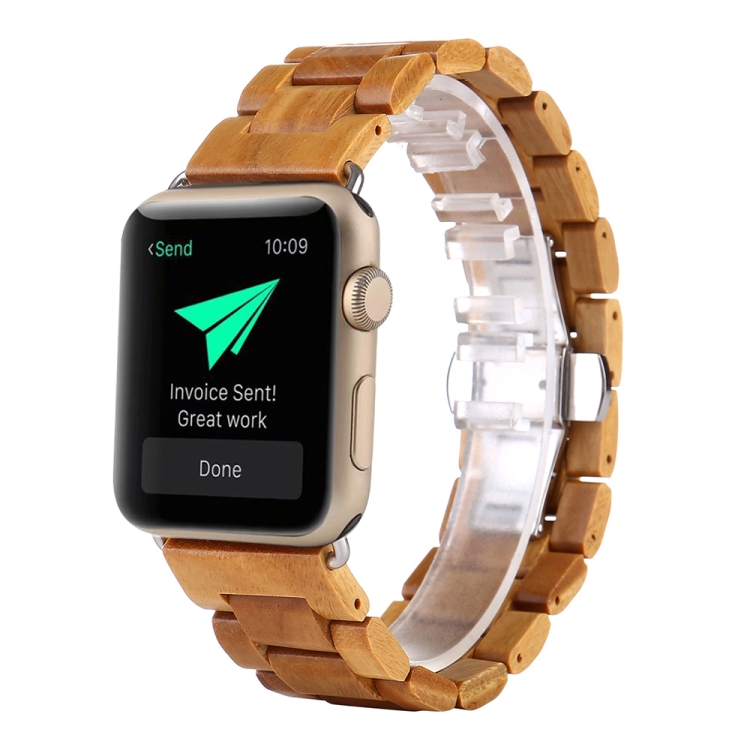 Wooden Watch Band For Apple Watch Ultra 49mm&Watch Ultra 2 49mm / Series 9&8&7 45mm / SE 3&SE 2&6&SE&5&4 44mm / 3&2&1 42mm(Light Brown)