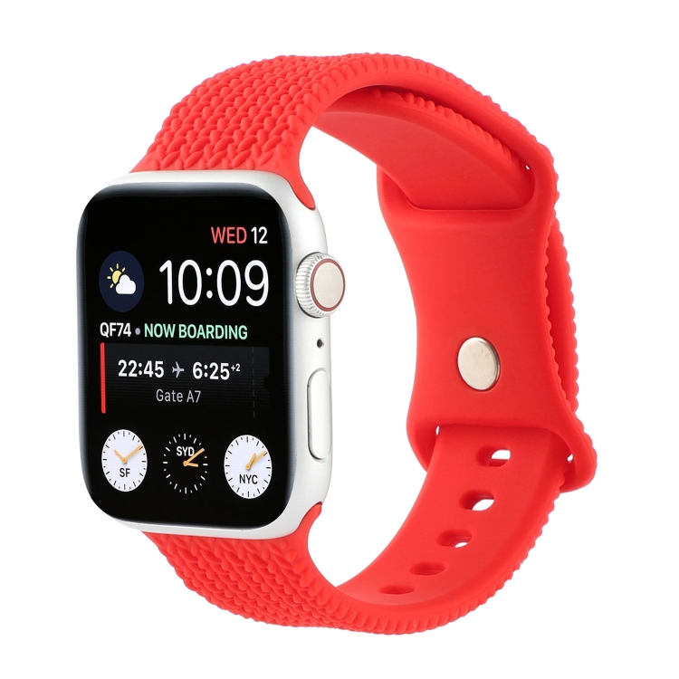 Woven Pattern Figure 8 Buckle Silicone Strap Watch Band For Apple Watch Series 9&8&7 41mm / SE 3&SE 2&6&SE&5&4 40mm / 3&2&1 38mm(Red)