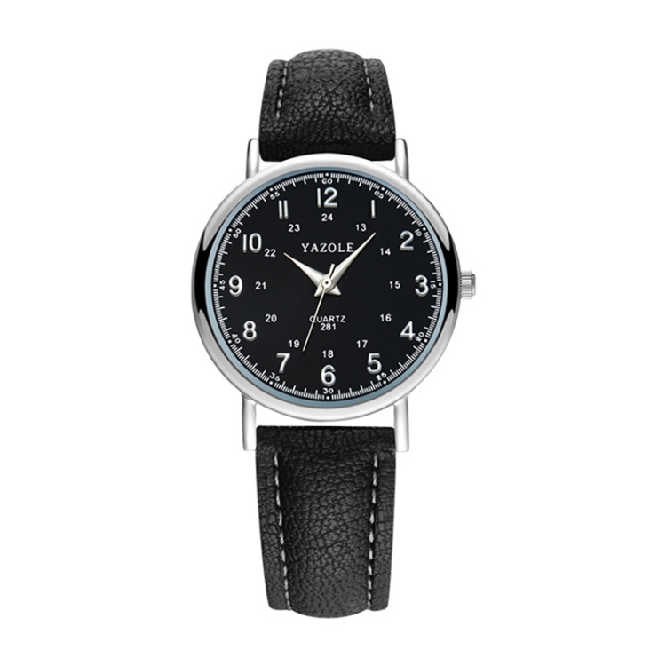 YAZOLE 281 Dual Digital Dial Simple Retro Business Couple Quartz Watch(Large Black Tray Black Belt)