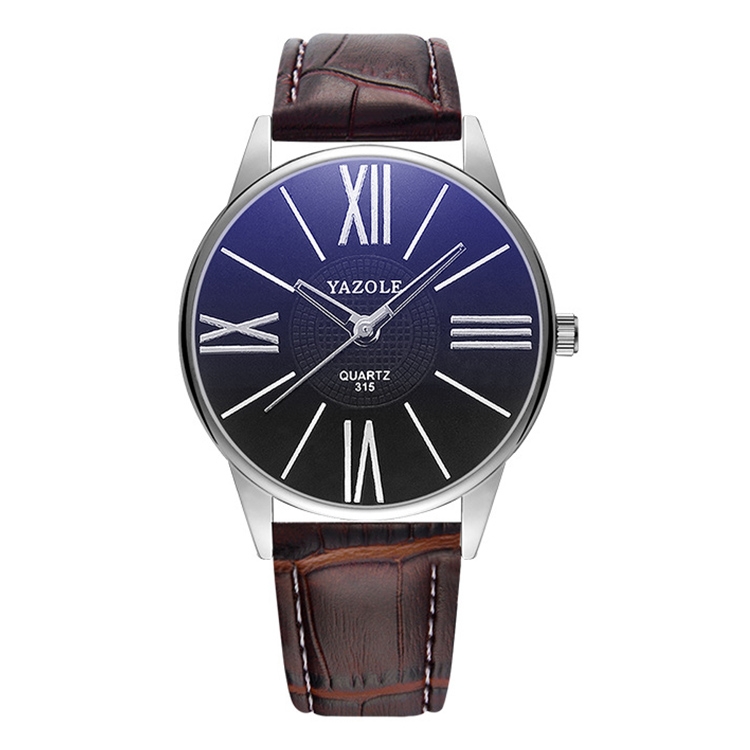 YAZOLE 315 Simple Large Dial Waterproof Sports Quartz Watch(Black+Brown)