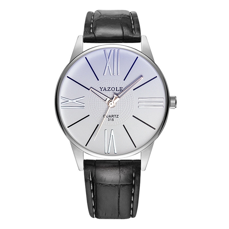 YAZOLE 315 Simple Large Dial Waterproof Sports Quartz Watch(White+Black)