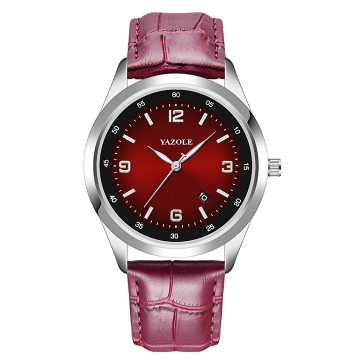 YAZOLE 552 Luminous Pointer Calendar Waterproof Quartz Watch(Number+Red)
