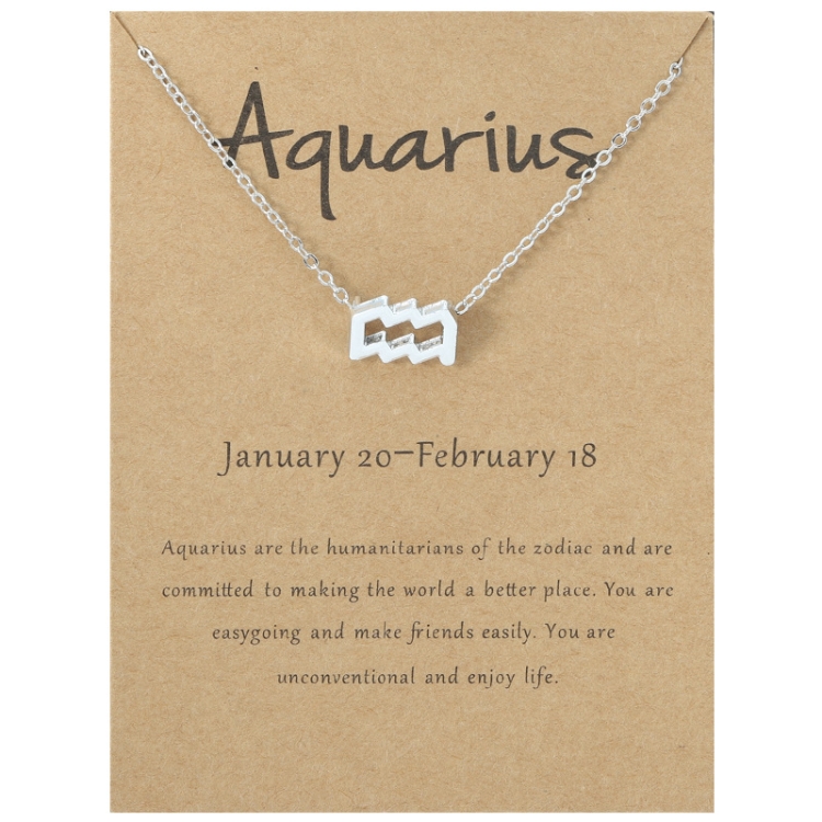 Zodiac Signs Necklace Electroplate Alloy Short Chain Jewelry, Style: Aquarius Silver
