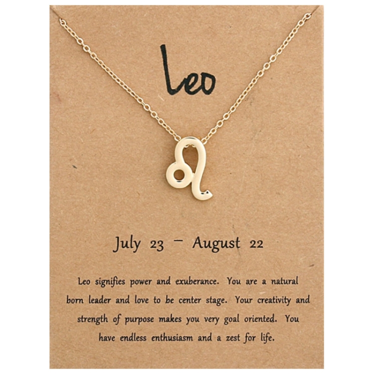 Zodiac Signs Necklace Electroplate Alloy Short Chain Jewelry, Style: Leo Golden