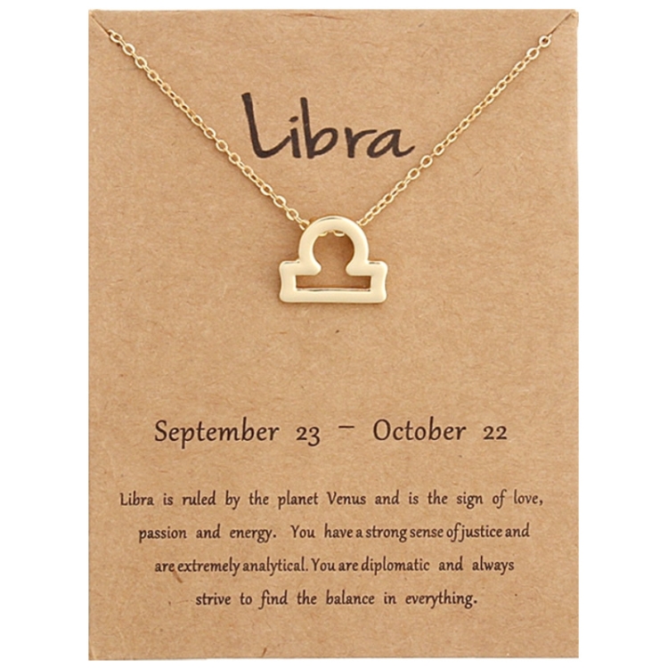 Zodiac Signs Necklace Electroplate Alloy Short Chain Jewelry, Style: Libra Golden