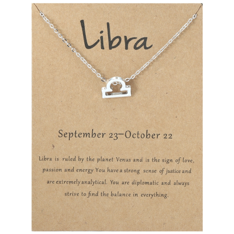 Zodiac Signs Necklace Electroplate Alloy Short Chain Jewelry, Style: Libra Silver