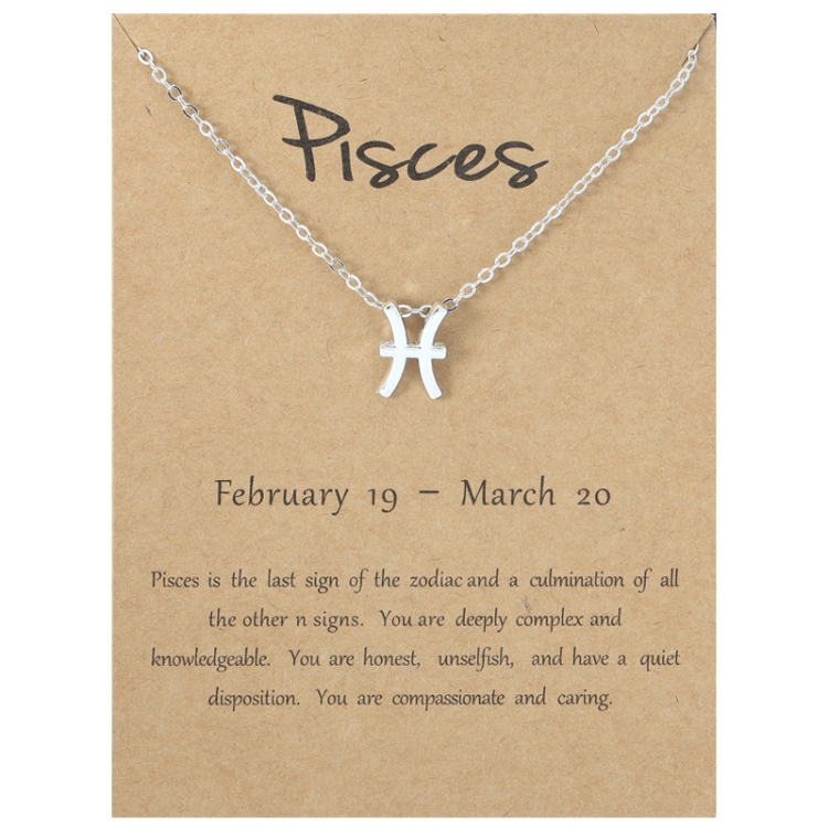 Zodiac Signs Necklace Electroplate Alloy Short Chain Jewelry, Style: Pisces Silver
