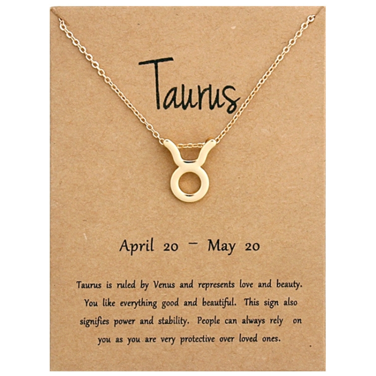 Zodiac Signs Necklace Electroplate Alloy Short Chain Jewelry, Style: Taurus Golden