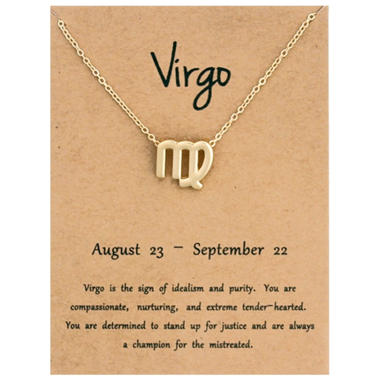 Zodiac Signs Necklace Electroplate Alloy Short Chain Jewelry, Style: Virgo Golden